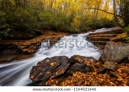 Cascading water and autumn colors, North Carolina
