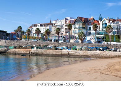 CASCAIS, PORTUGAL - SEPTEMBER 24 . 2017 . View of a beach in the touristic village
