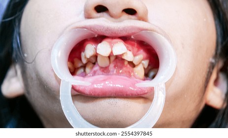 A case of irregularly crowded teeth, which required orthodontic treatment.