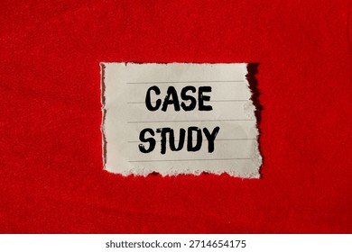 Case study message written on ripped torn paper background. Conceptual Case study symbol. Copy space.