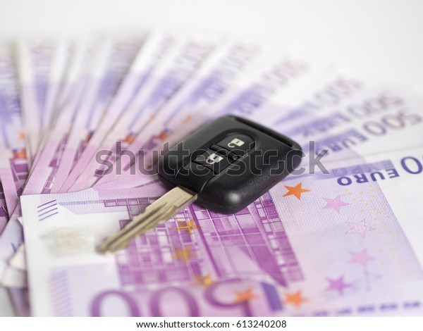 cash for car -\
car key on Euro notes\
background