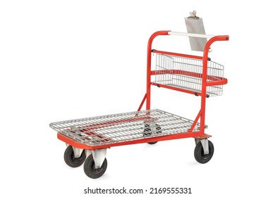 Cash And Carry Trolley For Gross Markets And Warehouses, Isolated On White Background