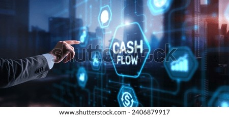 Cash flow button on virtual screen. Businessman drawing Cash Flow concept