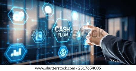 Cash flow button on virtual screen. Businessman drawing Cash Flow concept