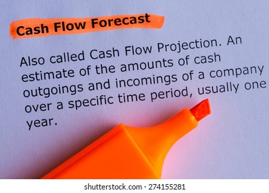 Cash Flow Forecast Word Highlighted On The White Paper