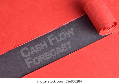 Cash Flow Forecast Word On Top Of Blackboard And Torn Paper