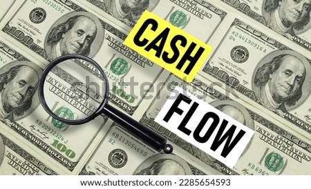 Cash flow management is shown using a text and photo of dollars