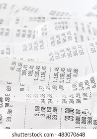 Cash Register Receipts In A Pile