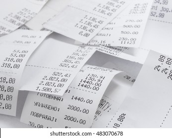 Cash Register Receipts In A Pile