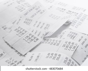 Cash Register Receipts In A Pile