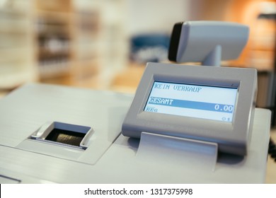 Cash Register In A Shop. No Sale / “Kein Verkauf” On The Display