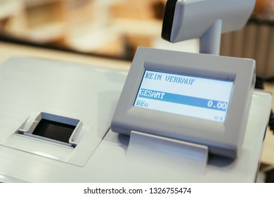 Cash Register In A Shop. No Sale / “Kein Verkauf” On The Display