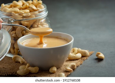 Cashew Butter On Dark Background