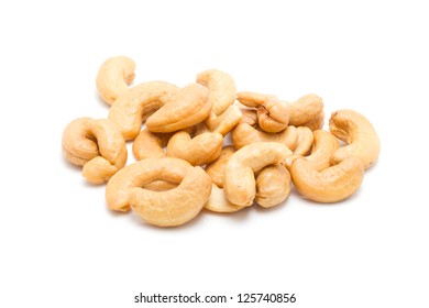 Cashew Nuts Isolated On White Background.