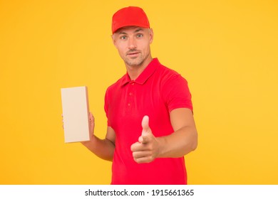 Cashier shop staff. Black friday. Express delivery courier. Parcel post package. Targeted Delivery Services. Freight transportation. Perfect delivery. Delivery man yellow background. Free services.