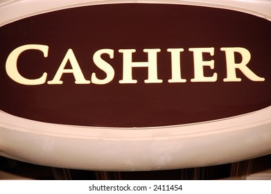 Cashier sign in a casino