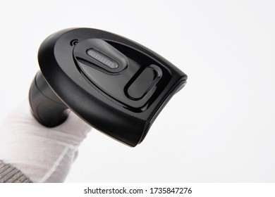 The Cashier Sweep Entry Device Used In The Supermarket Is Isolated Against A White Background