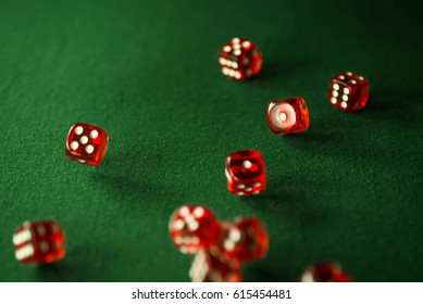 Casino Background. Red Dice In Montion