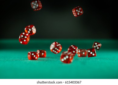 Casino Background. Red Dices In Montion