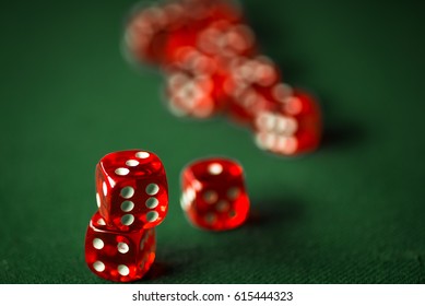 Casino Background. Red Dices In Montion