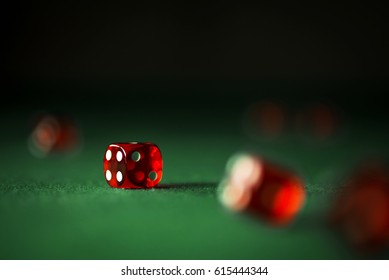 Casino Background. Red Dices In Montion