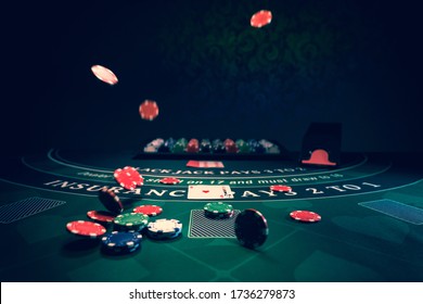 A Casino Black Jack table  - Shutterstock ID 1736279873