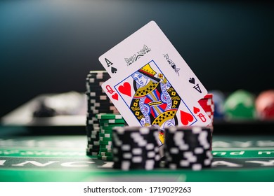A Casino Black Jack table selective focus