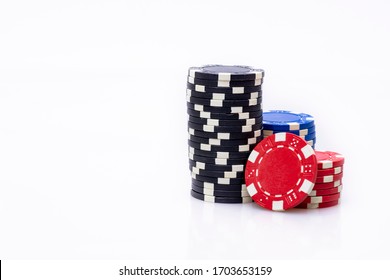 Casino chips on white background isolated