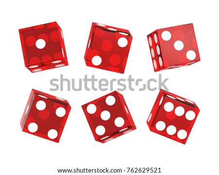 Casino dice isolated on white. Set. 3D illustration