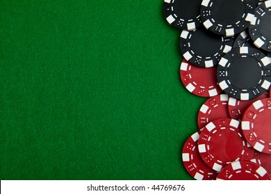 Casino gambling chips with copy space