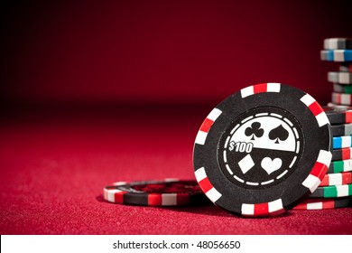Casino gambling chips with copy space.