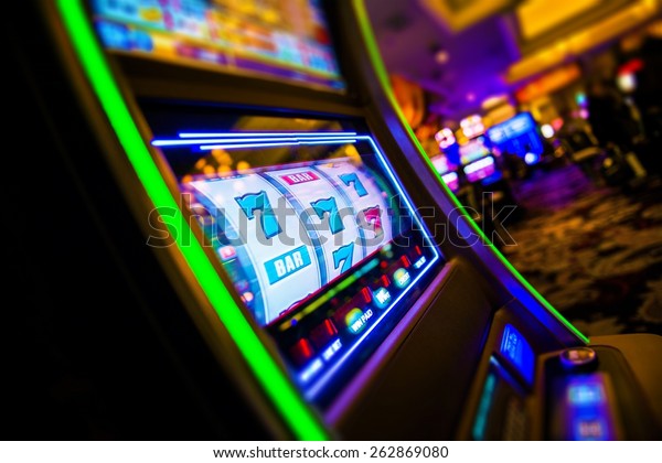 Casino Slot\
Machines. Las Vegas Strip Digital Slot Machine Closeup. Sin City\
Gabling. Las Vegas, United\
States.