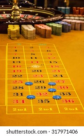 casino table, roulette gambling, play counters