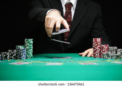 Casino Worker Shuffling Cards