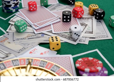Casinos have chips, chips, chips placed on the table.