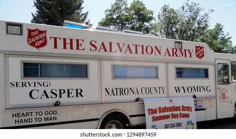 CASPER, WY. JULY 12, 2011. CIRCA: Salvation Army Truck Parked Outside To Assist People In Need In Casper, WY.