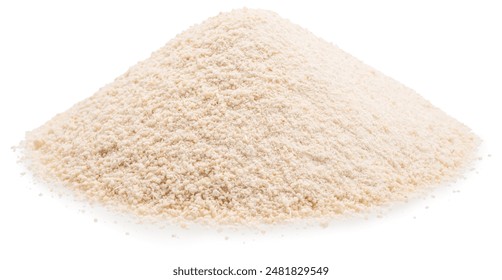 Cassava flour pile or manioc flour pile isolated on white background. File contains clipping path.