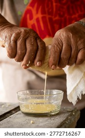Cassava processing in amazon riverside community in RDS Rio Negro, near Anavilhanas Archipelago, Amazonas, Brazil