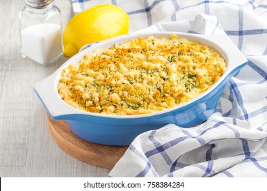 Casserole With Crispy Crumble, Potato Gratin, Baked Meat Butter Cheese Dish, Delicious Homemade Dinner