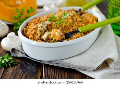 Casserole Of Rice, Squash And Mushrooms