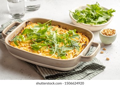 Casserole With White Cabbage In Baking Dish