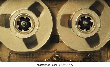 Cassette tape player, spool close up. A vintage music template with a natural color look