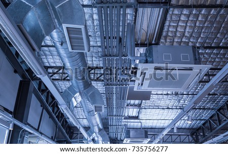 Cassette type, air condition and hvac system under bare skin ceiling of insulated metal roof.