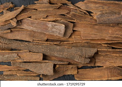 Cassia Bark On Black Background