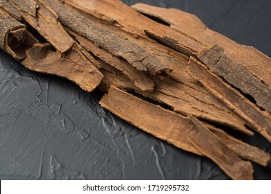 Cassia Bark On Black Background