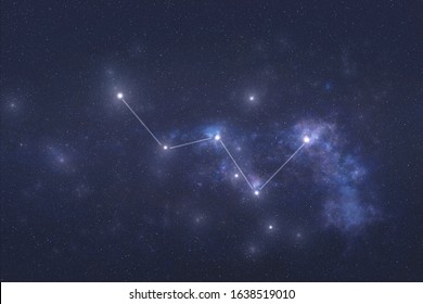 Cassiopeia constellation stars in outer space. Cassiopeia constellation lines. Elements of this image were furnished by NASA 