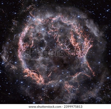 Cassiopeia A supernova remnants in near infrared light.
