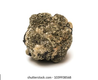 Cassiterite tin oxide mineral isolated on white background