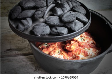 Cast Iron Dutch Oven Pasta With Lid Open