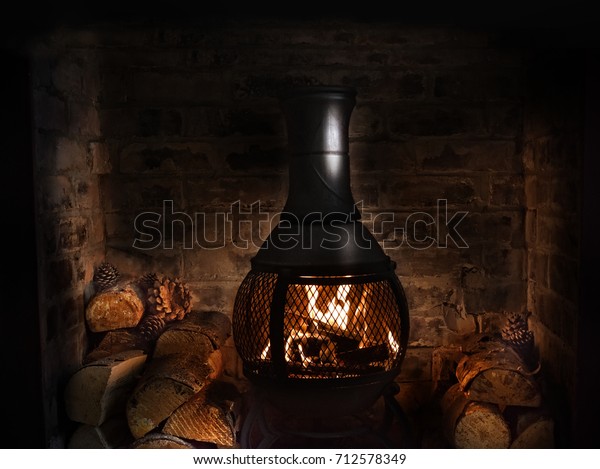 Cast Iron Wood Burner Old Brick Stock Photo Edit Now 712578349
